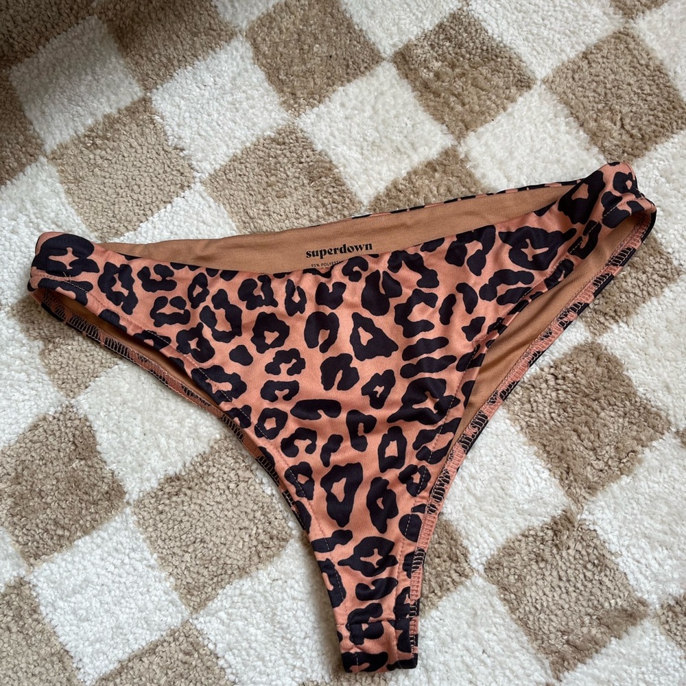 Superdown Leopard Print Bikini Bottom 🩷🖤
